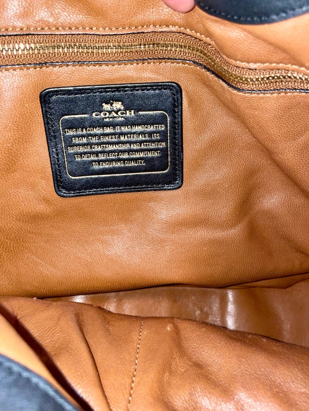 Coach Black Leather Shoulder Hobo with Gold-Tone Tag - Picture 2 of 3
